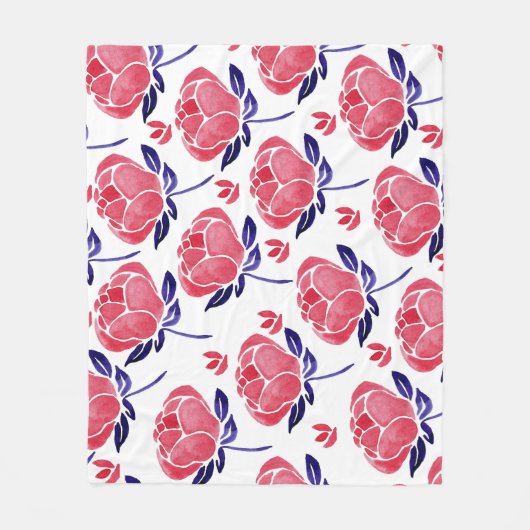 Frühlingsblumen, Aquarellmuster nahtlos. Fleecedecke (Vorderseite)