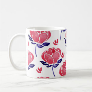 Frühlingsblumen, Aquarellmuster nahtlos. Kaffeetasse