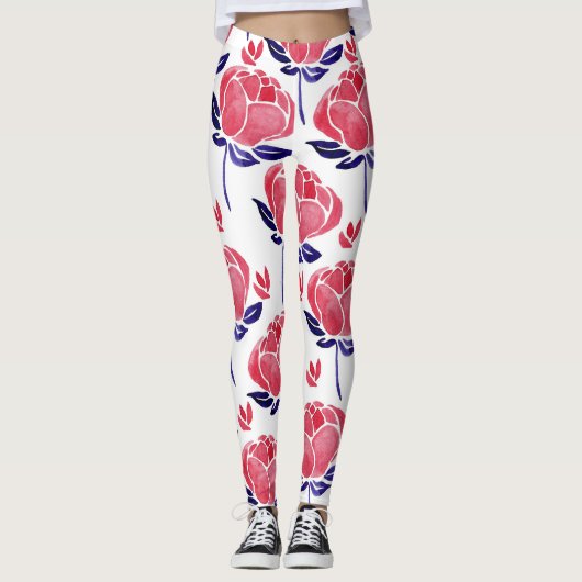 Frühlingsblumen, Aquarellmuster nahtlos. Leggings (Vorderseite)
