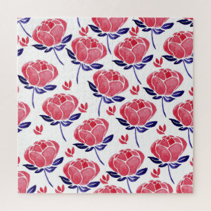 Frühlingsblumen, Aquarellmuster nahtlos. Puzzle