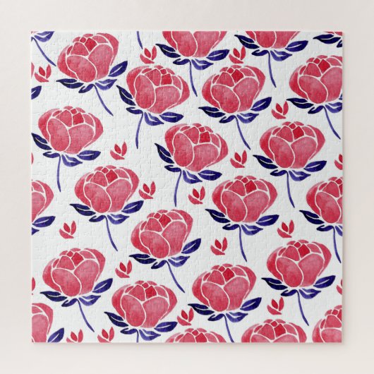 Frühlingsblumen, Aquarellmuster nahtlos. Puzzle (Vertikal)