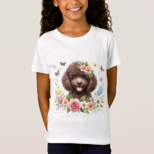 Frühlingsblumen Aquarellschokolade Poodle - T-Shirt