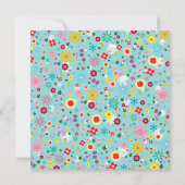 Frühlingsblumen auf Aqua Blue Monogram Mitteilungskarte (Rückseite)