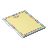 Frühlingsblumen auf aquablauem Monogramm Notizblock (angewinkelt)