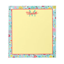 Frühlingsblumen auf aquablauem Monogramm
