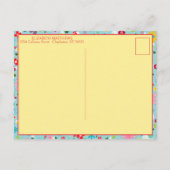 Frühlingsblumen auf aquablauem Monogramm Postkarte (Rückseite)