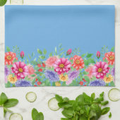 Frühlingsblumen auf blauem Hintergrund Geschirrtuch (Gefaltet)