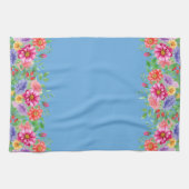 Frühlingsblumen auf blauem Hintergrund Geschirrtuch (Horizontal)