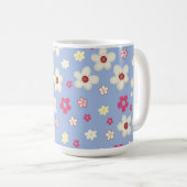 Frühlingsblumen auf blauem Hintergrund Kaffeetasse (VorderseiteRechts)