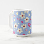 Frühlingsblumen auf blauem Hintergrund Kaffeetasse (Vorderseite Links)