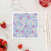 Frühlingsblumen auf blauem Hintergrund Serviette (Beispiel)