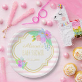Frühlingsblumen auf rosa Babydusche Papier Teller  (Party)