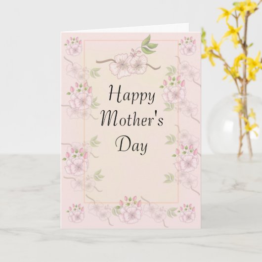 Frühlingsblumen auf Rose Hintergrund Muttertag Karte (Gelbe Blume)