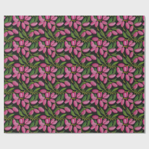 Frühlingsblumen auf schwarzem Hintergrund Geschenkpapier
