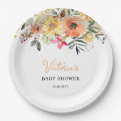 Frühlingsblumen Begrüßung Baby Shower Pappteller (Vorderseite)