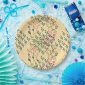 Frühlingsblumen + Blatt-Design Gelbe Party Pappteller (Party)