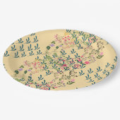 Frühlingsblumen + Blatt-Design Gelbe Party Pappteller (Schrägansicht)