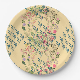 Frühlingsblumen + Blatt-Design Gelbe Party Pappteller