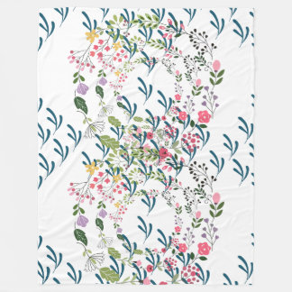 Frühlingsblumen + Blatt Design Geschenk Fleecedecke