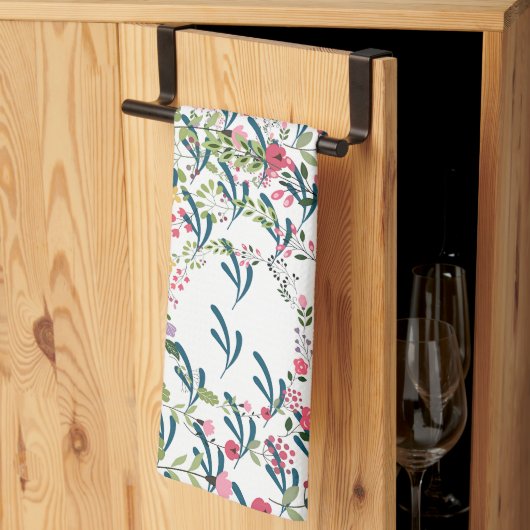 Frühlingsblumen + Blatt Design Geschenk Geschirrtuch (Drittel gefaltet)