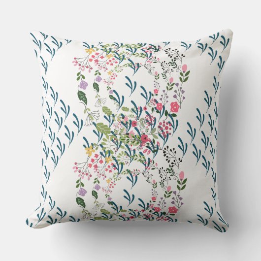 Frühlingsblumen + Blatt Design Geschenk Kissen (Vorderseite)