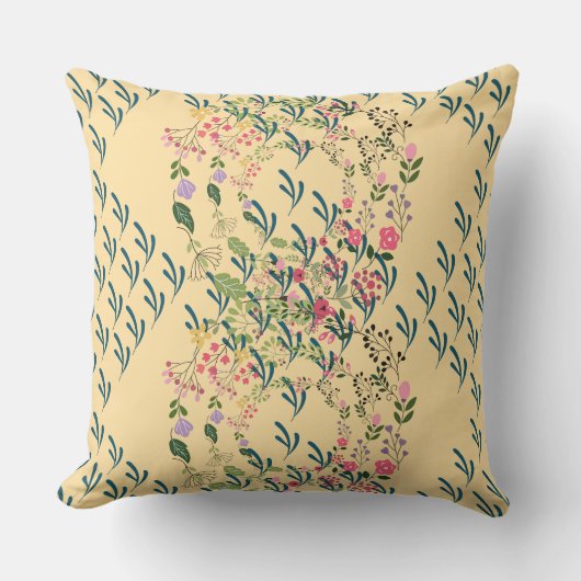 Frühlingsblumen + Blattdesign Gelb  Kissen (Vorderseite)