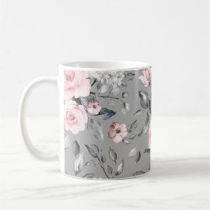 Frühlingsblumen Blätter Handgezeichnet Kaffeetasse