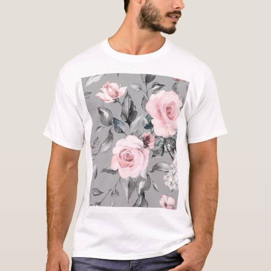 Frühlingsblumen Blätter Handgezeichnet T-Shirt (Vorderseite)