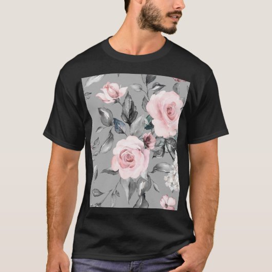 Frühlingsblumen Blätter Handgezeichnet T-Shirt (Vorderseite)