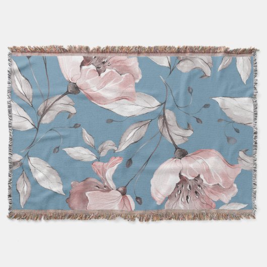Frühlingsblumen, Blätter, nahtloses Design Decke (Vorderseite)