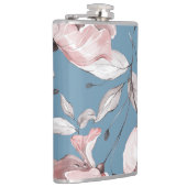 Frühlingsblumen, Blätter, nahtloses Design Flachmann (Rechts)