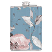 Frühlingsblumen, Blätter, nahtloses Design Flachmann (Rückseite)
