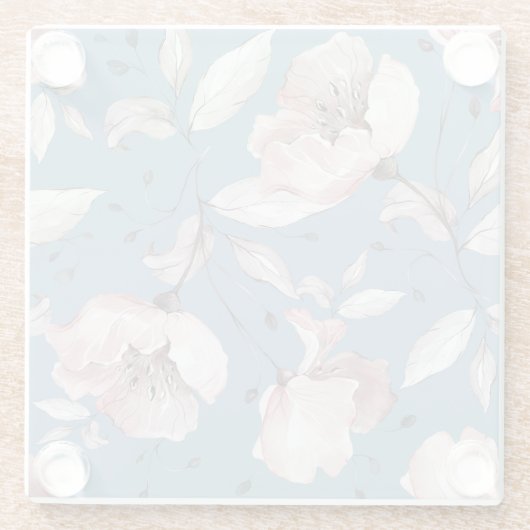 Frühlingsblumen, Blätter, nahtloses Design Glasuntersetzer (Rückseite)