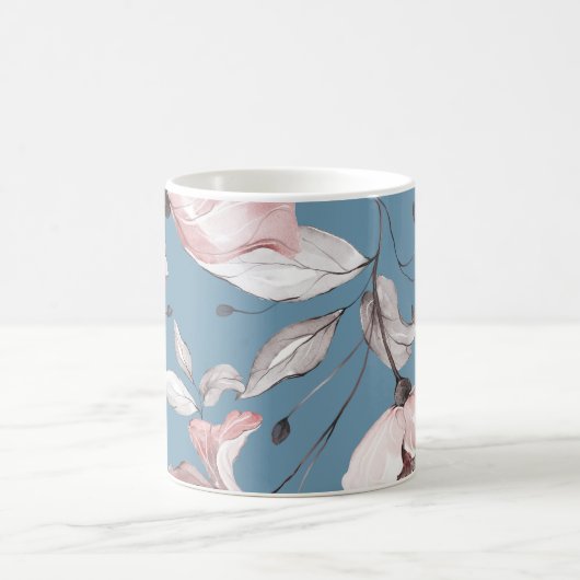 Frühlingsblumen, Blätter, nahtloses Design Kaffeetasse (Mittel)