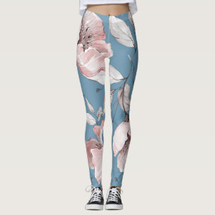 Frühlingsblumen, Blätter, nahtloses Design Leggings