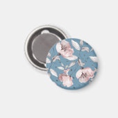 Frühlingsblumen, Blätter, nahtloses Design Magnet (Vorderseite/Rückseite)