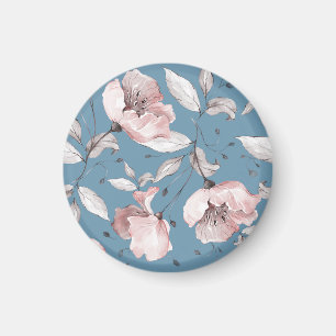 Frühlingsblumen, Blätter, nahtloses Design Magnet