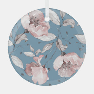 Frühlingsblumen, Blätter, nahtloses Design Ornament Aus Glas