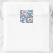 Frühlingsblumen, Blätter, nahtloses Design Quadratischer Aufkleber (Tasche)