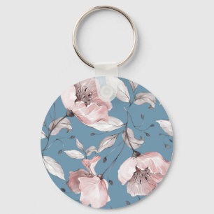 Frühlingsblumen, Blätter, nahtloses Design Schlüsselanhänger