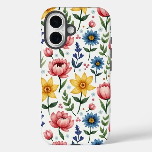 Frühlingsblumen Blau Rosa und Gelb Case-Mate iPhone Hülle (Rückseite)