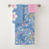 Frühlingsblumen Blau und Rosa Badhandtuch Set (Insitu)