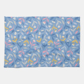 Frühlingsblumen Blau und Rosa Geschirrtuch (Horizontal)