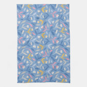 Frühlingsblumen Blau und Rosa Geschirrtuch (Vertikal)