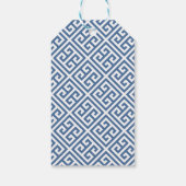 Frühlingsblumen Blau Weiße Griechische Schlüssel B Geschenkanhänger (Rückseite)