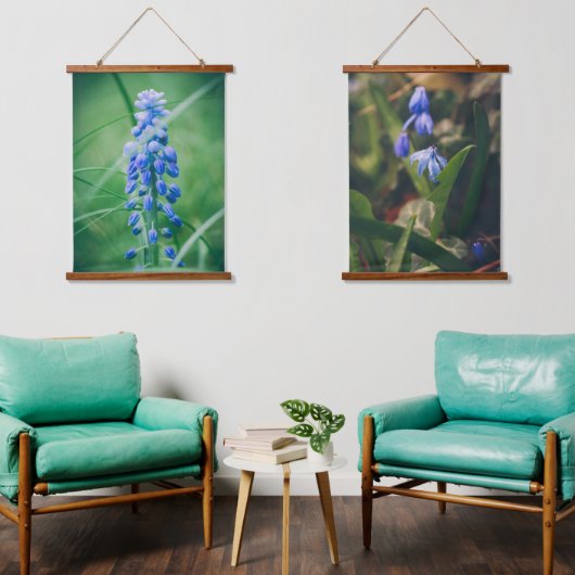 Frühlingsblumen (Blauer Hyazinth, Ruhm des Schnees Wandteppich Mit Holzrahmen (Wohnzimmer)