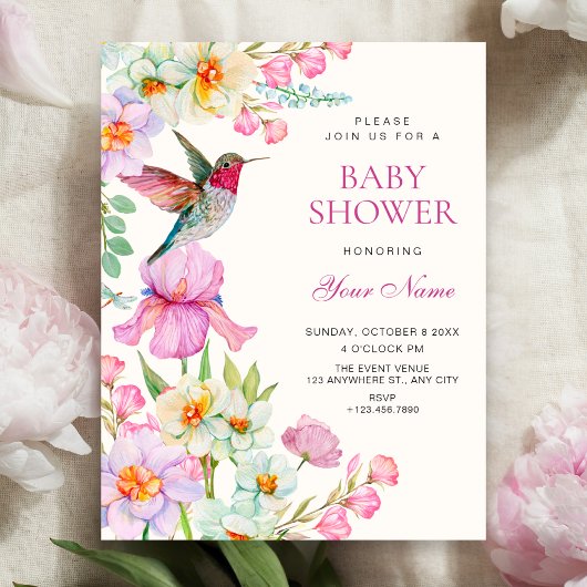 Frühlingsblumen blühen Baby Shower Einladung