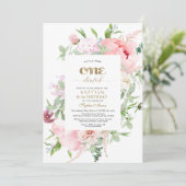 Frühlingsblumen Blühen Erster Geburtstag & Taufe Einladung (Stehend Vorderseite)