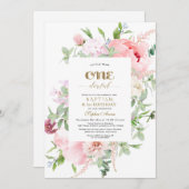 Frühlingsblumen Blühen Erster Geburtstag & Taufe Einladung (Vorne/Hinten)