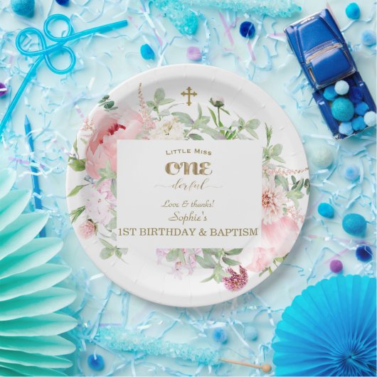 Frühlingsblumen Blühen Erster Geburtstag & Taufe Pappteller (Party)